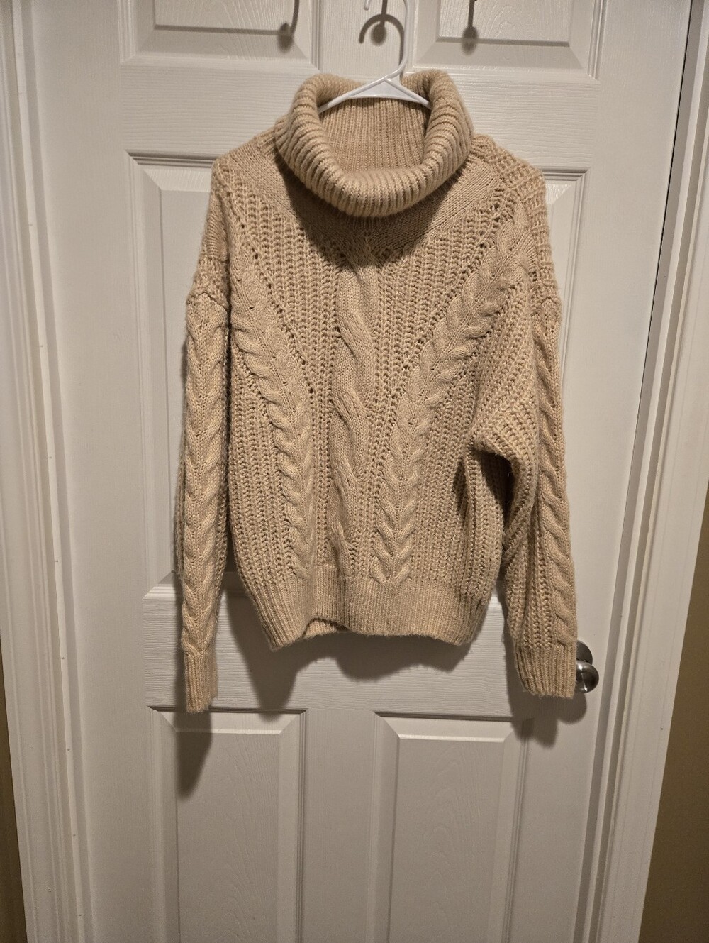 Women's Tan Knit Turtle Neck Sweater Size Medium